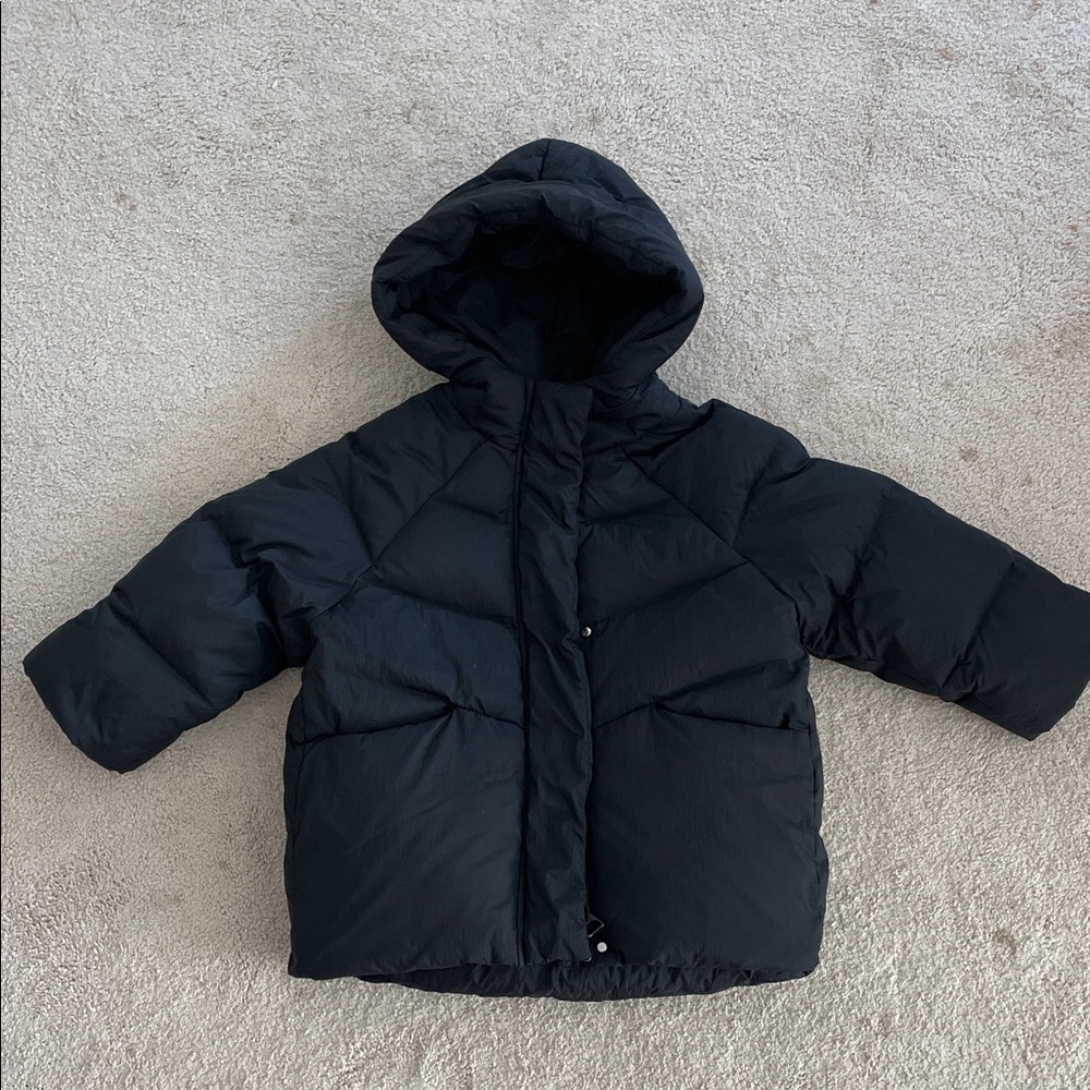 Zara Kids Black Hooded Puffer Jacket